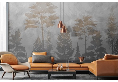 Carta da parati bosco sagomato illustrazione 2