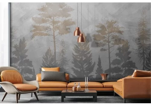 Carta da parati bosco sagomato illustrazione 2