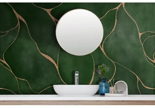 Carta da parati astratta verde e oro 2