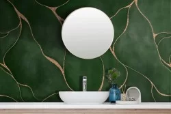 Green and Gold Abstract Adhesive Wallpaper