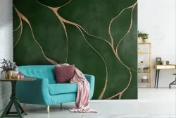 Green and gold wallpaper