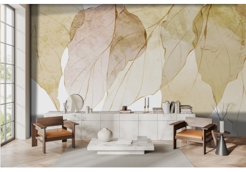 Watercolor autumn leaves stylized wallpaper