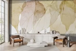 Carta da parati foglie stilizzate acquerello autunno