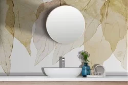 Carta da Parati Adesiva foglie stilizzate acquerello autunno