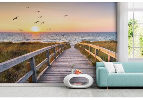 Seaside at sunset wallpaper