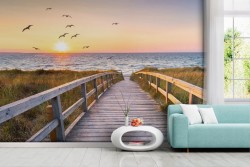 Seaside at sunset wallpaper