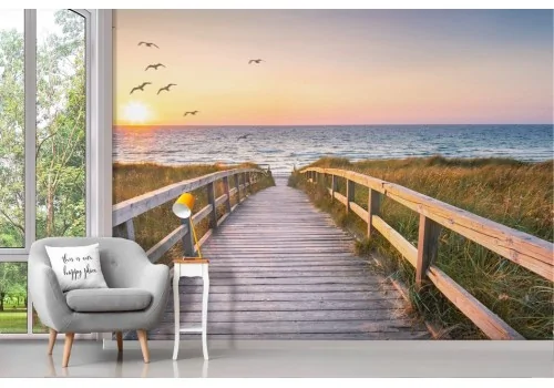 Seaside at sunset wallpaper 2