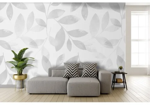Grey and white leaves wallpaper 2
