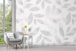 Carta da Parati foglie bianco