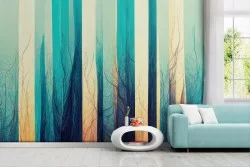 Geometric wallpaper with trees and branches