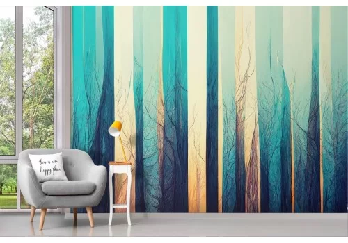 Carta da parati geometrica con alberi e rami 2