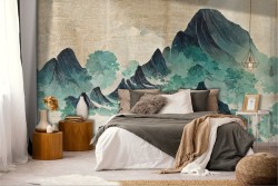 Adhesive Wallpaper with Abstract Mountains