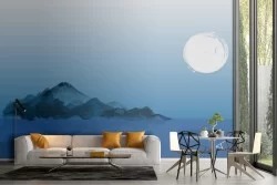 Carta da Parati montagna nel mare paesaggio astratto