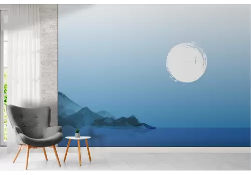 Carta da Parati montagna nel mare paesaggio astratto 2