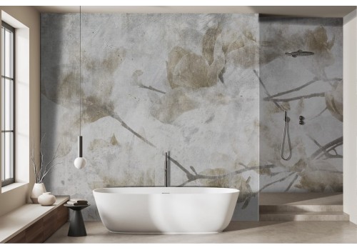 Carta da parati astratta fiori grigio