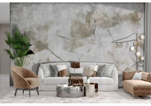 Carta da parati astratta fiori grigio 2