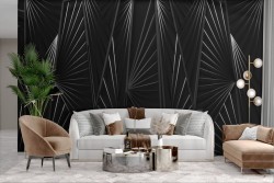 Stylized black and white adhesive wallpaper
