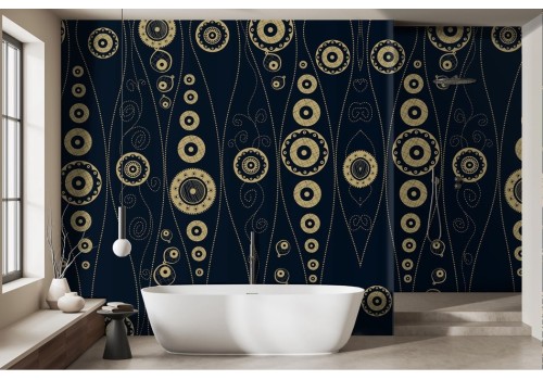 Gold circles wallpaper with black background