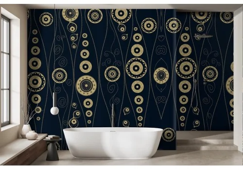 Gold circles wallpaper with black background -a341