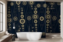 Carta da parati cerchi oro con sfondo nero