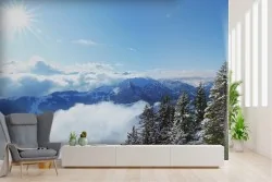 Carta da Parati picchi montagne paesaggio con neve