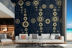 Carta da Parati cerchi oro e nero