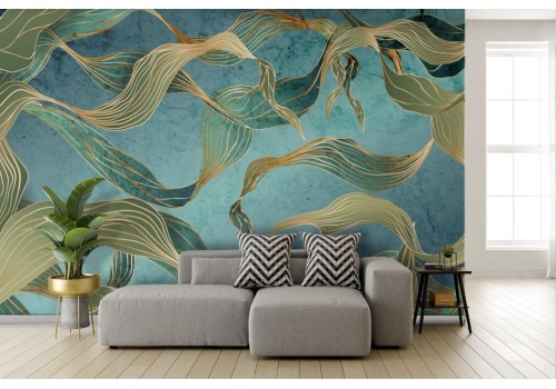 Gold stylized leaves wallpaper 2