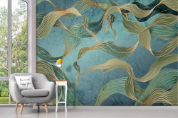 Wallpaper with stylized leaves