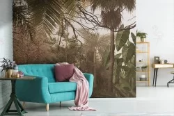 Carta da Parati jungla con foglie tropicali