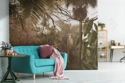 Jungle wallpaper with tropical leaves