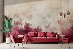 Red and ivory abstract wallpaper