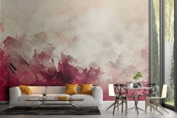 Red and Ivory Abstract Adhesive Wallpaper
