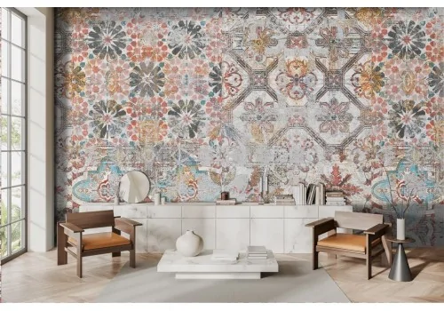 Colored vintage damask wallpaper -a348