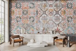 Colorful vintage damask wallpaper