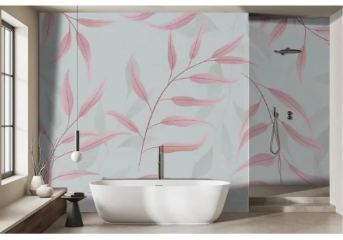 Pink stylized leaves wallpaper -a349