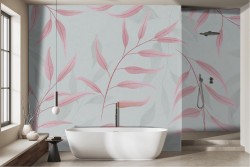 Pink stylized leaves wallpaper