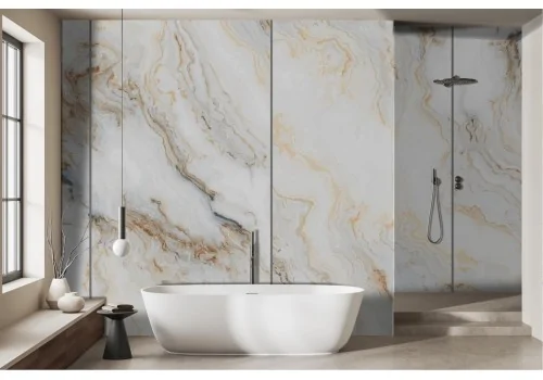 White Gold Marble Wallpaper -a351