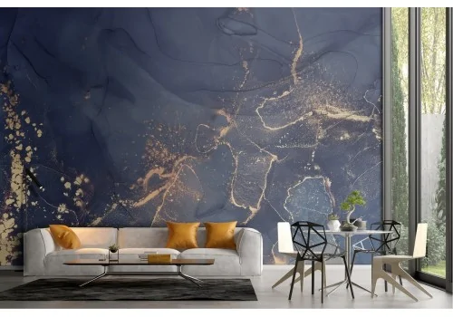 Carta da Parati superficie marmo blu luxury