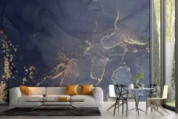 Carta da Parati superficie marmo blu luxury