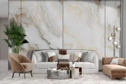 White Gold Marble Adhesive Wallpaper