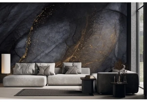 Black marble finish wallpaper -a354