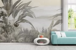 Carta da parati vintage foglie tropicali