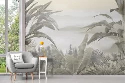 Carta da Parati Adesiva vintage foglie tropicali