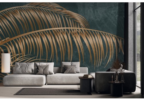 Dark wallpaper black gold leaves