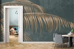 Dark Adhesive Wallpaper Gold Black Leaves