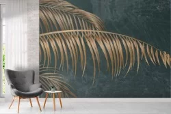 Gold and black leaves wallpaper