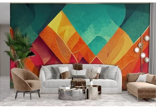 Carta da parati geometrica colorata design arte 2