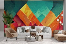 Carta da Parati Adesiva geometrica colorata design arte