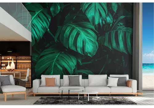 Carta da Parati foglie tropicali grandi verde natura