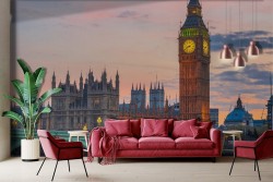 Carta da parati città Londra Big Ben tramonto